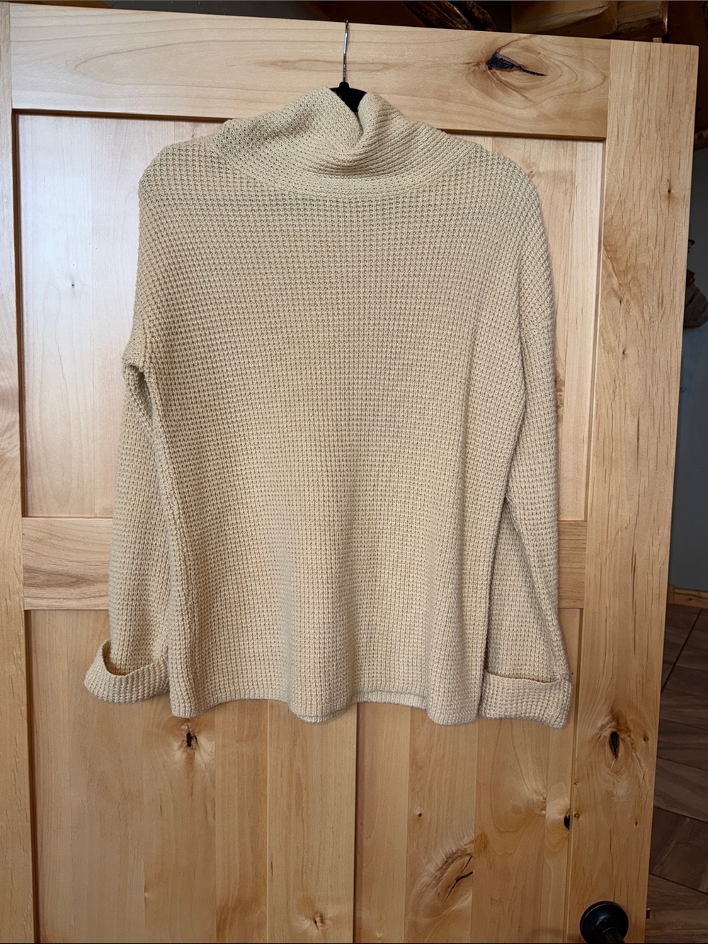 J. Jill Waffle Knit Cowl Neck Sweater, Size Small, Muted Yellow